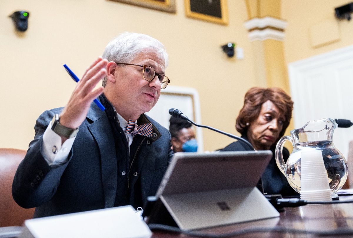 Reps. Patrick McHenry, R-N.C., testifies during the House Rules Committee meeting on a resolution denouncing the horrors of socialism, in the U.S. Capitol on Tuesday, January 31, 2023.  (Tom Williams/CQ-Roll Call, Inc via Getty Images)