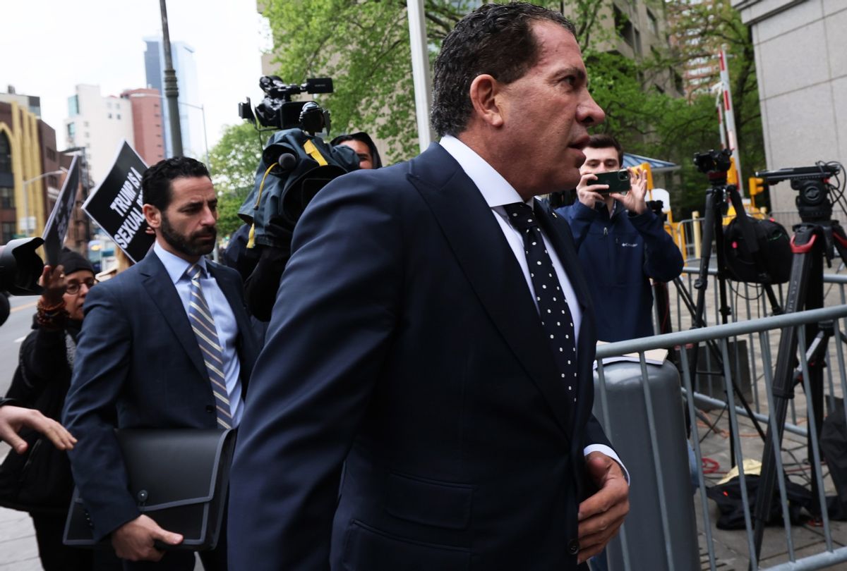 Joe Tacopina, attorney for former President Donald Trump, arrives for the third day of a civil trial against the former president at Manhattan Federal Court on April 27, 2023 in New York City.  (Michael M. Santiago/Getty Images)