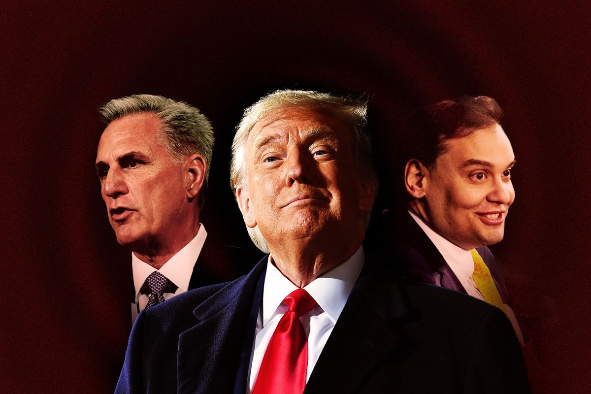 Kevin McCarthy, Donald Trump and George Santos (Photo illustration by Salon/Getty Images)