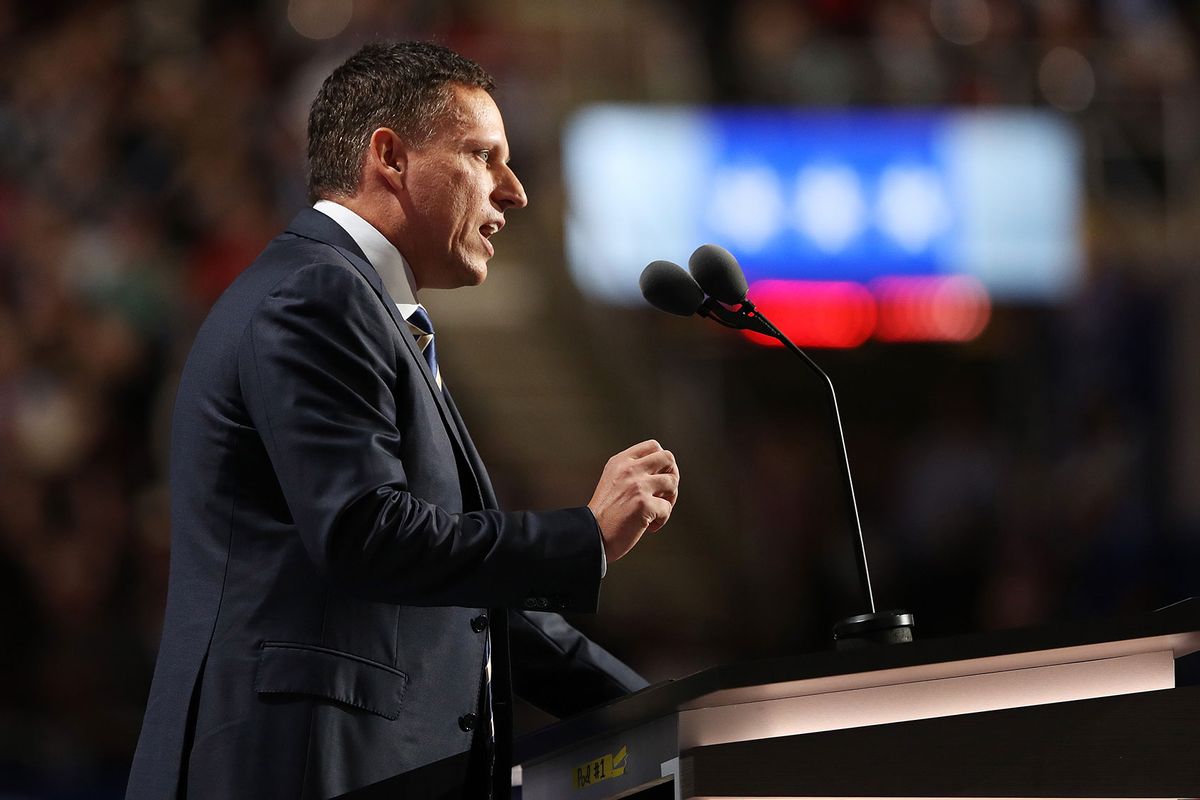 Peter Thiel, co-founder of PayPal, delivers a speech during the evening session on the fourth day of the Republican National Convention on July 21, 2016 at the Quicken Loans Arena in Cleveland, Ohio. (Joe Raedle/Getty Images)