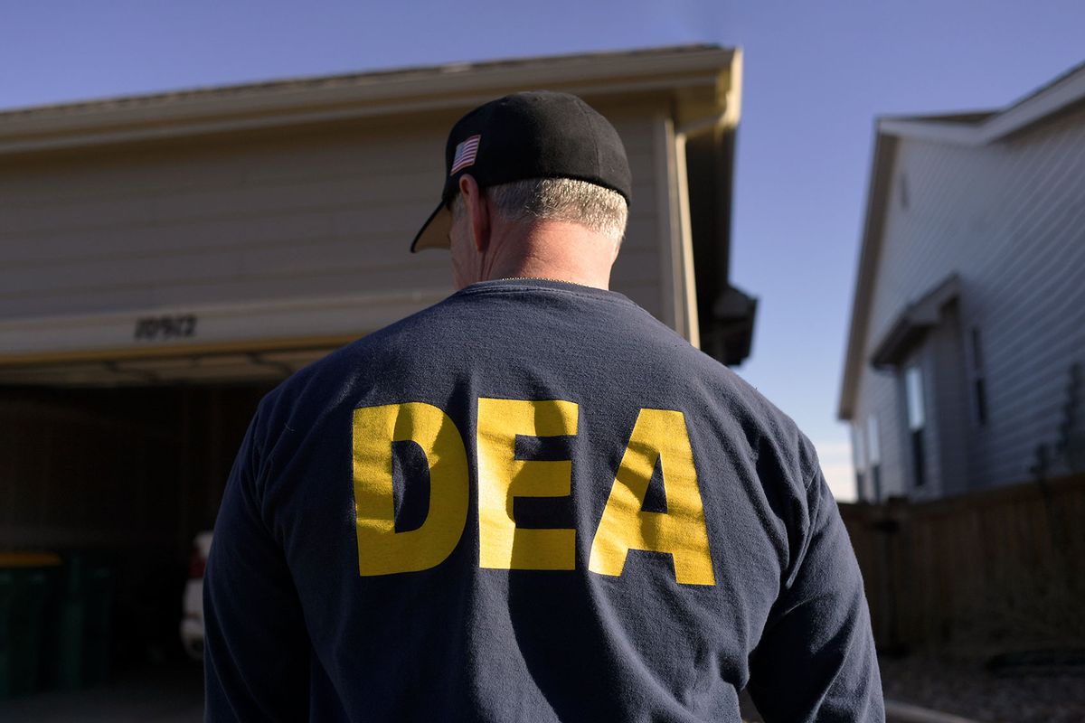 Members of the Drug Enforcement Administration raided two homes side-by-side, in an assumed illegal marijuana operation, on January 31, 2019 in Commerce City, Colorado. (RJ Sangosti/MediaNews Group/The Denver Post via Getty Images)