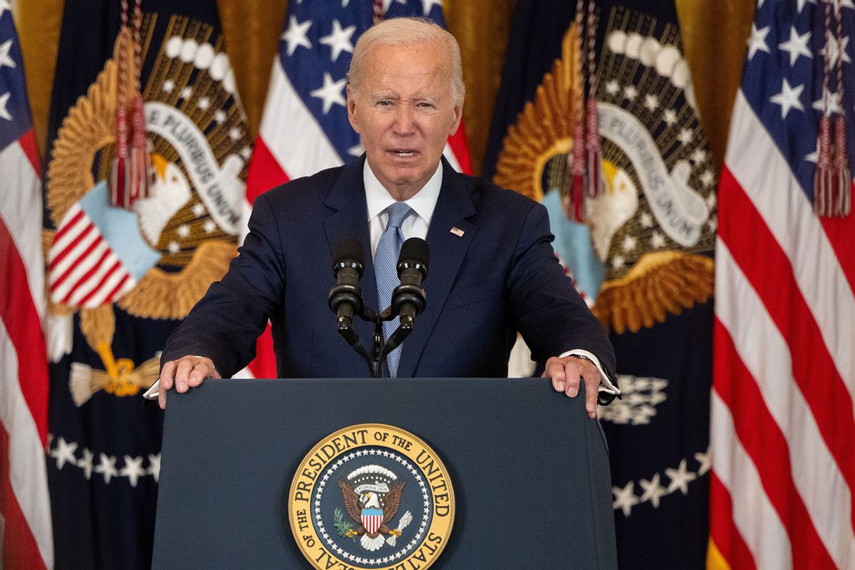US President Joe Biden speaks during an event celebrating the lowering of drug pricing in the East Room of the White House on August 29, 2023 in Washington DC, United States. (Nathan Posner/Anadolu Agency via Getty Images)