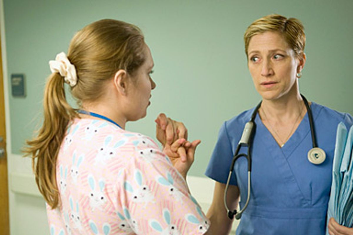 Merritt Wever, left, and Edie Falco in "Nurse Jackie." 