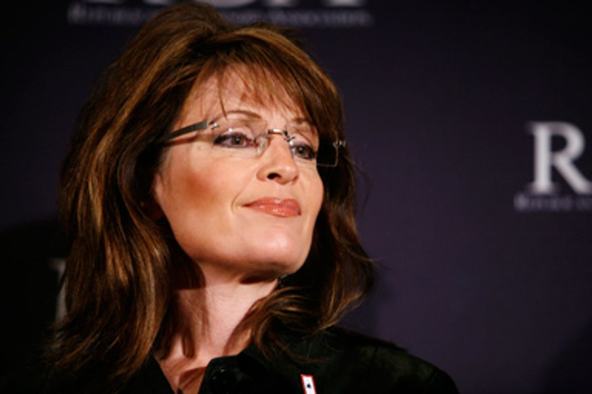 Alaska Gov. Sarah Palin waits to speak during a news conference at the Republican Governors Association Annual Conference in Miami, Thursday, Nov. 13, 2008.