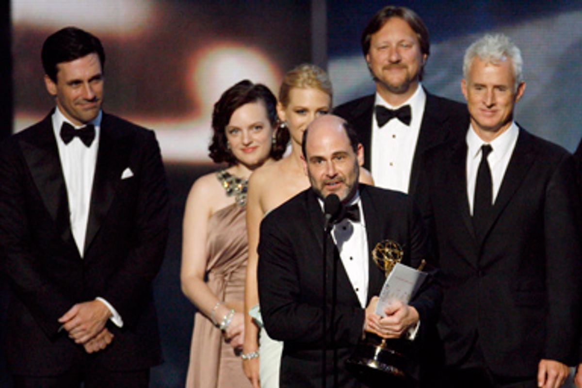 Executive producer and writer Matthew Weiner accepts the award for best drama series for "Mad Men" at the 61st annual Primetime Emmy Awards in Los Angeles, California September 20, 2009.   