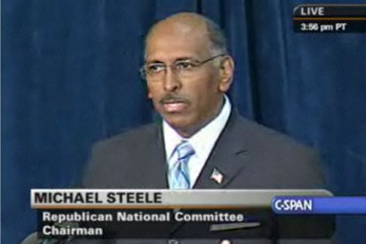 RNC Chairman Michael Steele speaking at Howard University on Tuesday.