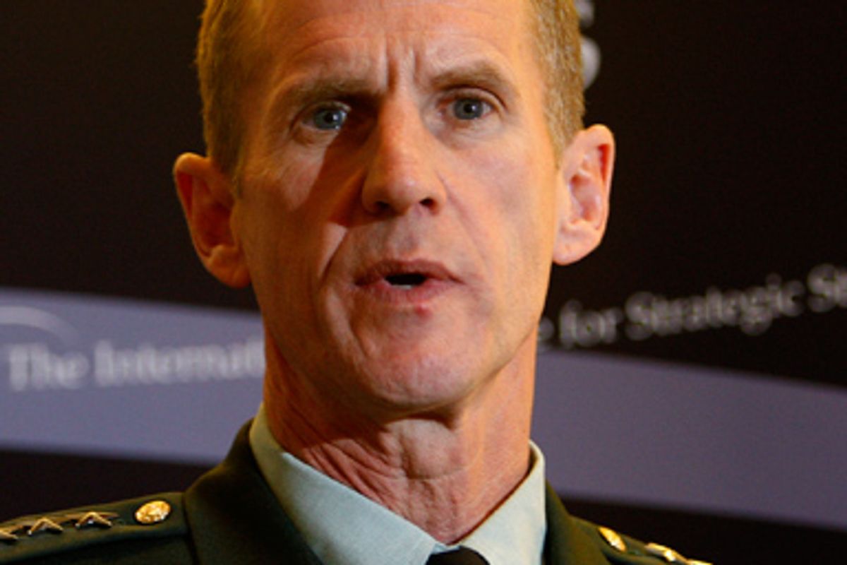 General Stanley McChrystal, Commander, US Forces Afghanistan delivers a speech in London, Thursday, Oct. 1, 2009. 