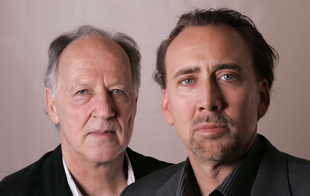 Director Werner Herzog, left, and actor Nicolas Cage pose for a portrait at the 34th Toronto International Film Festival in Toronto Tuesday, Sept. 15, 2009. (AP Photo/Carlo Allegri)    (Associated Press)