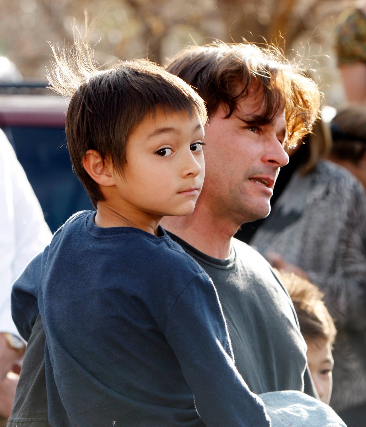 ** FOR USE AS DESIRED, YEAR END PHOTOS ** FILE -  In this Oct. 15, 2009 file photo, six-year-old Falcon Heene is shown with his father, Richard, outside the family's home in Fort Collins, Colo., after Falcon Heene was found hiding in a box in a space above the garage. (AP Photo/David Zalubowski, File) (Associated Press)
