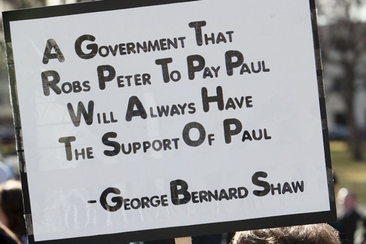 A sign at a Tea Party rally in Boise on Monday, Jan. 18 