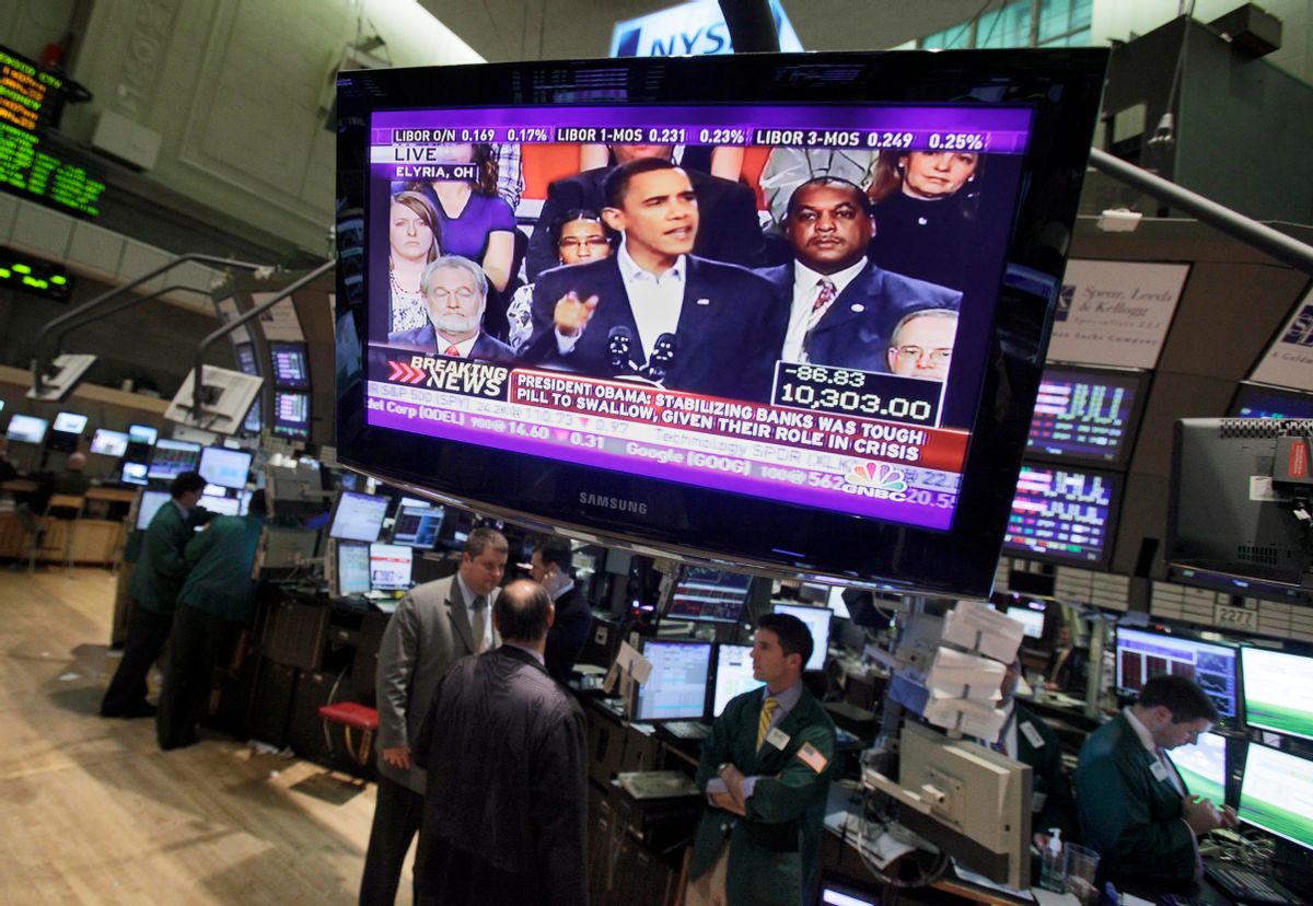 on the floor of the New York Stock Exchange Friday, Jan. 22, 2010. (AP Photo/Richard Drew) (Richard Drew)
