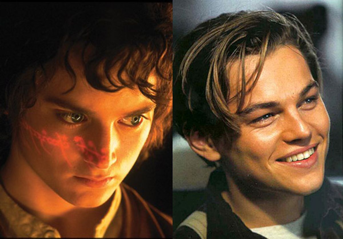 Frodo Baggins (Elijah Wood) in "Lord of the Rings: Fellowship of the Ring" and Jack Dawson (Leonardo DiCaprio) in "Titanic"   