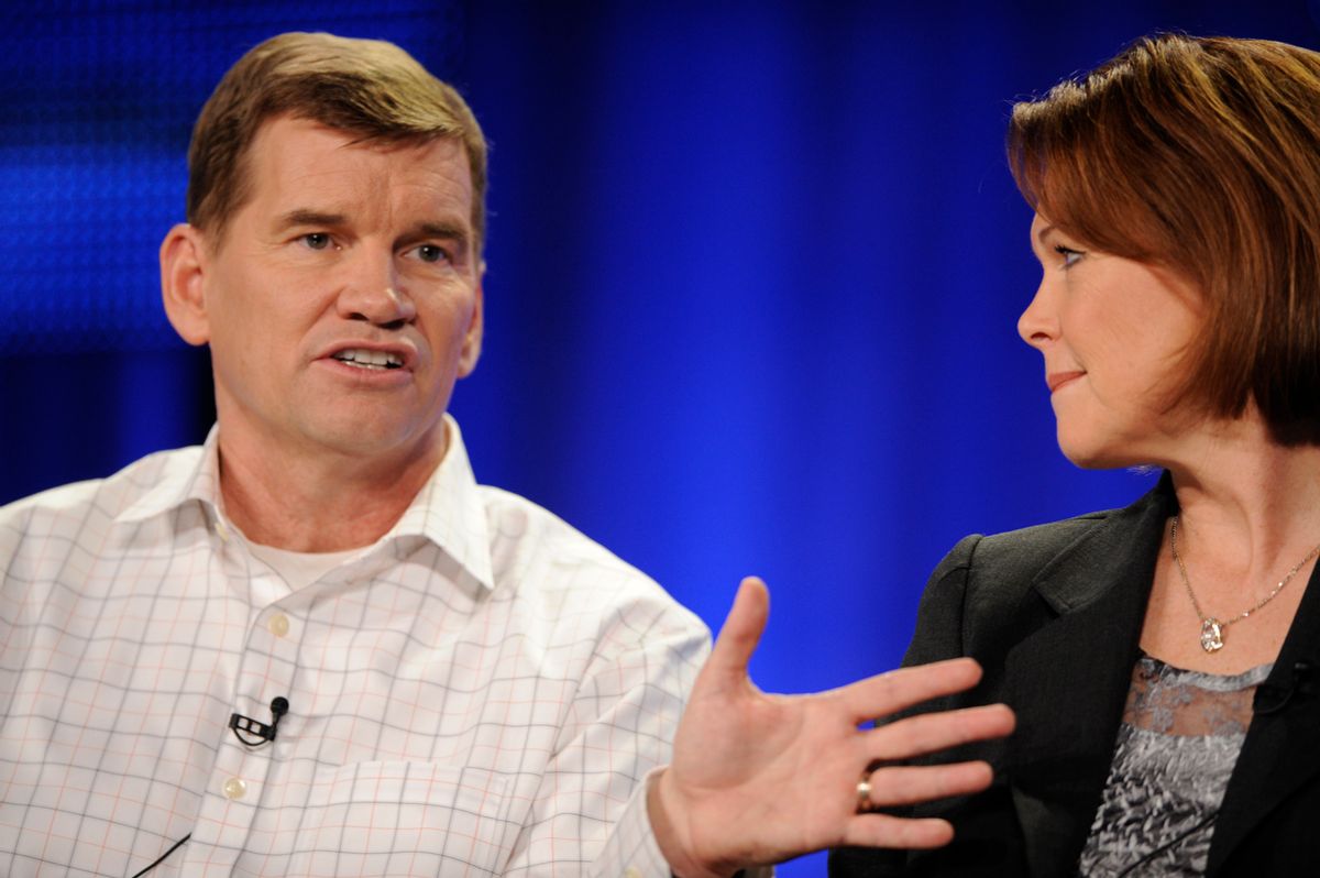 Ted Haggard (L) and wife Gayle answer questions during the HBO panel for the documentary "The Trials of Ted Haggard" at the Television Critics Association winter press tour in Los Angeles January 9, 2009. Haggard, the powerful U.S. evangelist who fell from grace in 2006 amid a gay sex scandal, returned to the spotlight on Friday saying his faith was stronger but he wished people had been more forgiving. REUTERS/Phil McCarten (UNITED STATES) (Reuters)