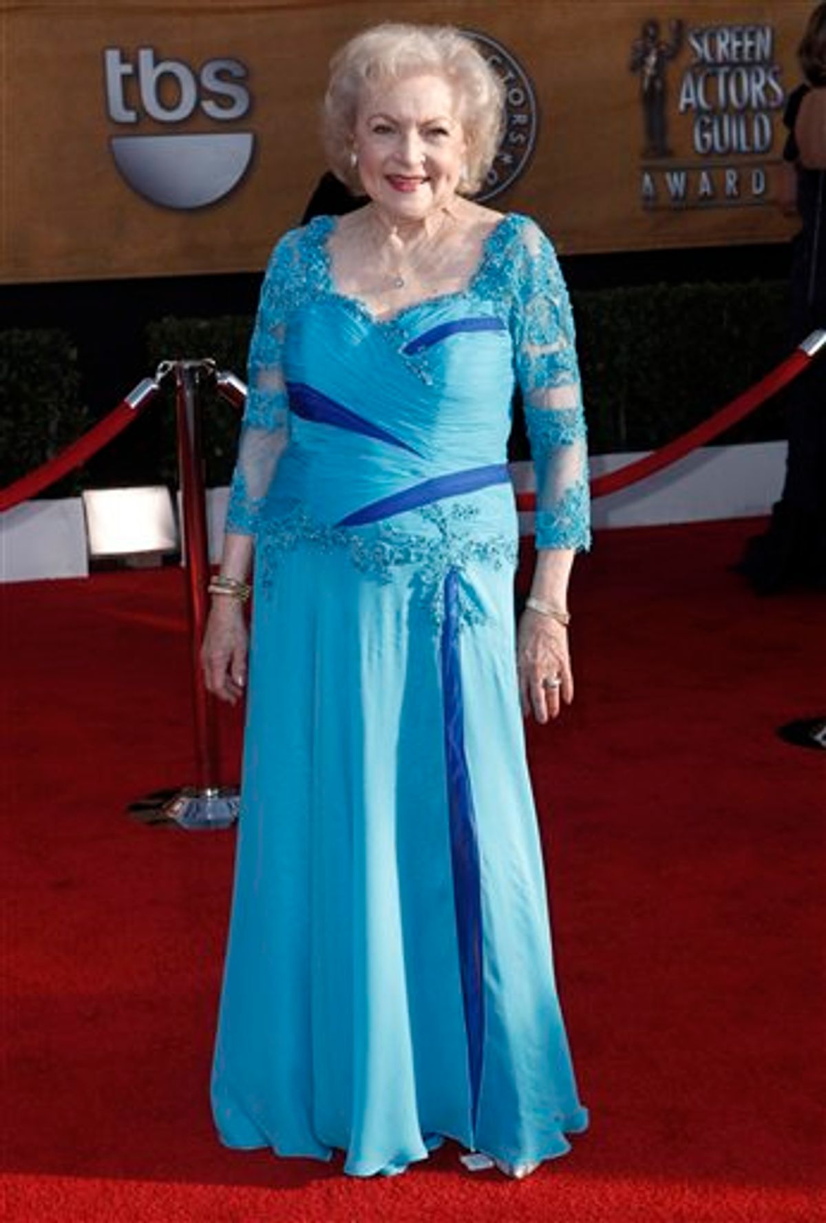 Betty White arrives at the 16th Annual Screen Actors Guild Awards on Saturday, Jan. 23, 2010, in Los Angeles.  (AP Photo/Matt Sayles) (AP)