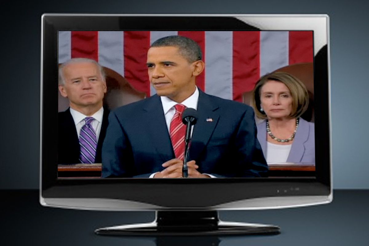 Vice President Joe Biden, President Obama and House Speaker Nancy Pelosi