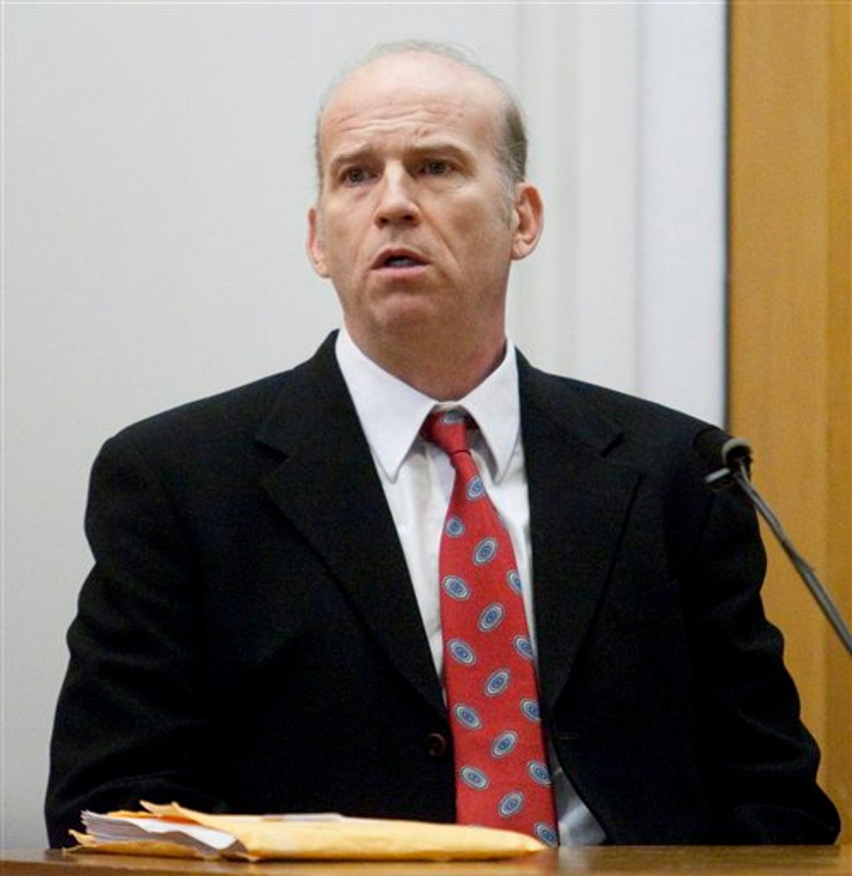 Scott Roeder, accused of murdering prominent Kansas abortion provider Dr. George Tiller,  testifies at his trial on Thursday Jan. 28, 2010 in Wichita, Kansas. Roeder testified  that he killed Tiller in the foyer of Tiller's Wichita church on May 31. The 51-year-old Roeder also said he believes abortion is murder. (AP Photo/Jeff Tuttle, Pool)  (AP)