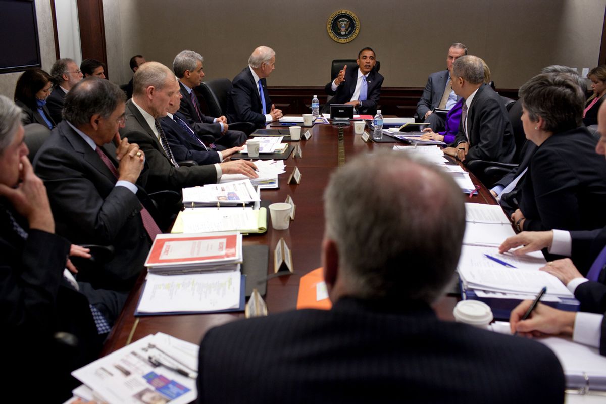 President Barack Obama meets with his national security team in the Situation Room of the White House Jan. 5, 2010, about the attempted Christmas Day terrorist act aboard an airliner. (Official White House Photo by Pete Souza)This official White House photograph is being made available only for publication by news organizations and/or for personal use printing by the subject(s) of the photograph. The photograph may not be manipulated in any way and may not be used in commercial or political materials, advertisements, emails, products, promotions that in any way suggests approval or endorsement of the President, the First Family, or the White House. (Pete Souza)