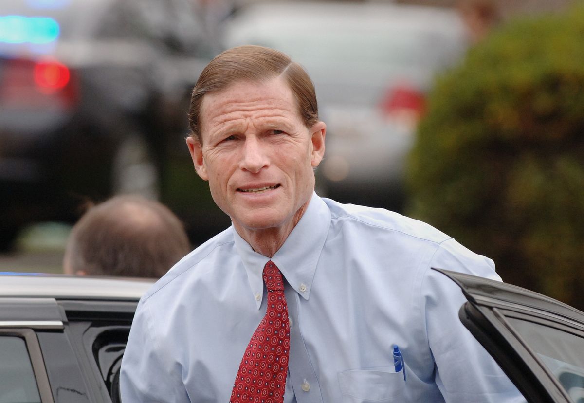 Connecticut Attorney General Richard Blumenthal arrives at the funeral of former Connecticut Gov. William O'Neill in East Hampton, Conn., on Thursday. Nov. 29, 2007.  O'Neill died Saturday, Nov. 24, 2007 at his home in East Hampton after a long struggle with complications from emphysema. (AP Photo/Fred Beckham) (Associated Press)