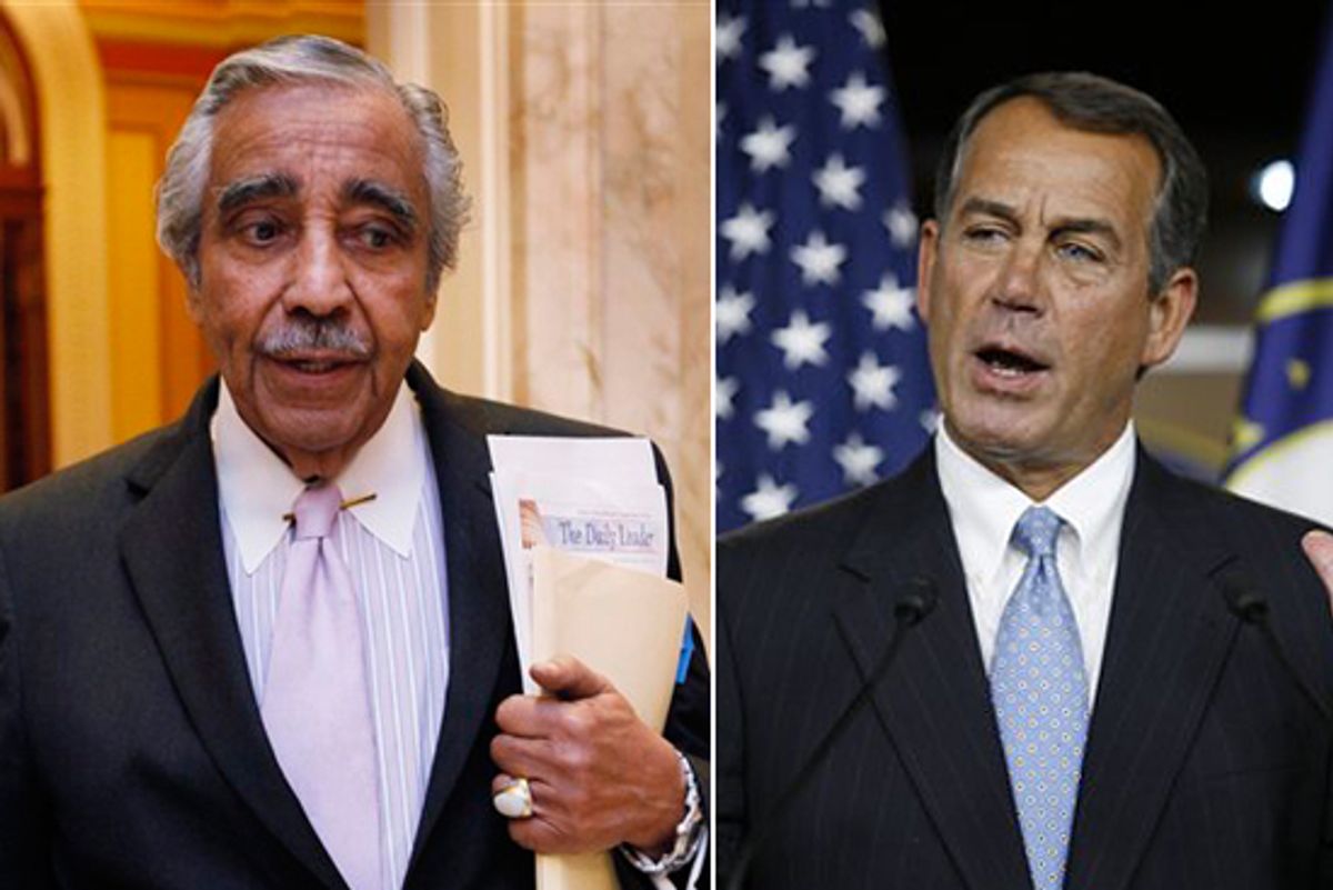 Rep. Charles Rangel, D-N.Y. and House Minority Leader John Boehner 
