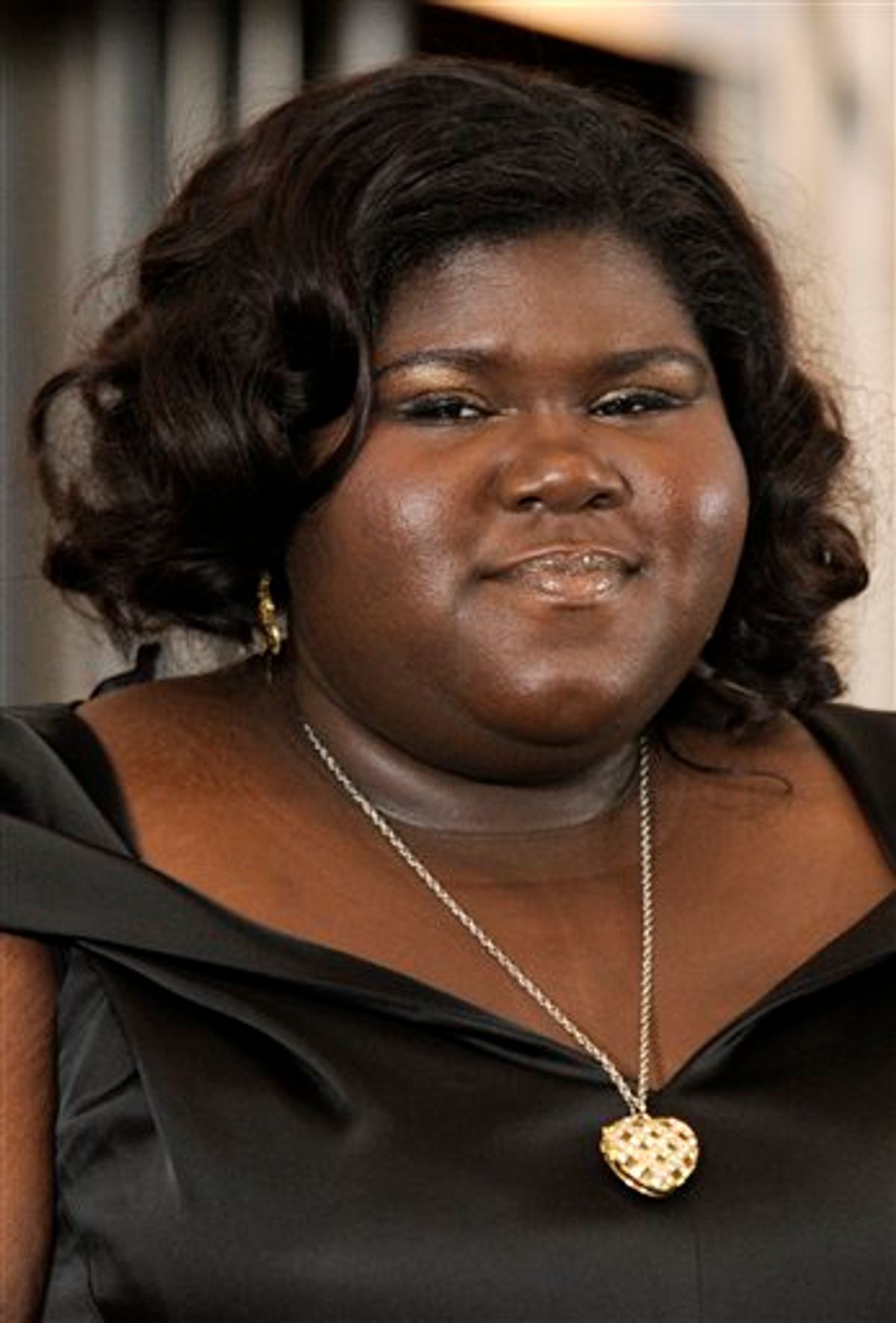 **CORRECTS DATE OF AWARDS ANNOUNCEMENT TO DEC. 15 ** FILE - In this Nov. 14, 2009 file photo, Gabourey Sidibe arrives at The Academy of Motion Picture Arts and Sciences 2009 Governors Awards in Los Angeles. Sidbe was nominated for a Golden Globe award for best actress in a motion picture drama for her role in the film, "Precious," Tuesday, Dec. 15, 2009.  The Golden Globe awards will be held Jan. 17 in Beverly Hills, Calif. (AP Photo/Chris Pizzello, file) (AP)