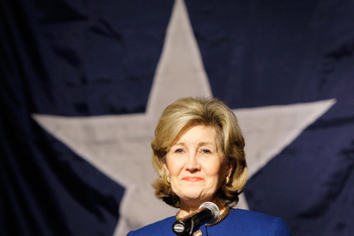 Texas gubernatorial candidate Sen. Kay Bailey Hutchison, R-Texas, smiles after delivering her concession speech in Dallas on Tuesday.