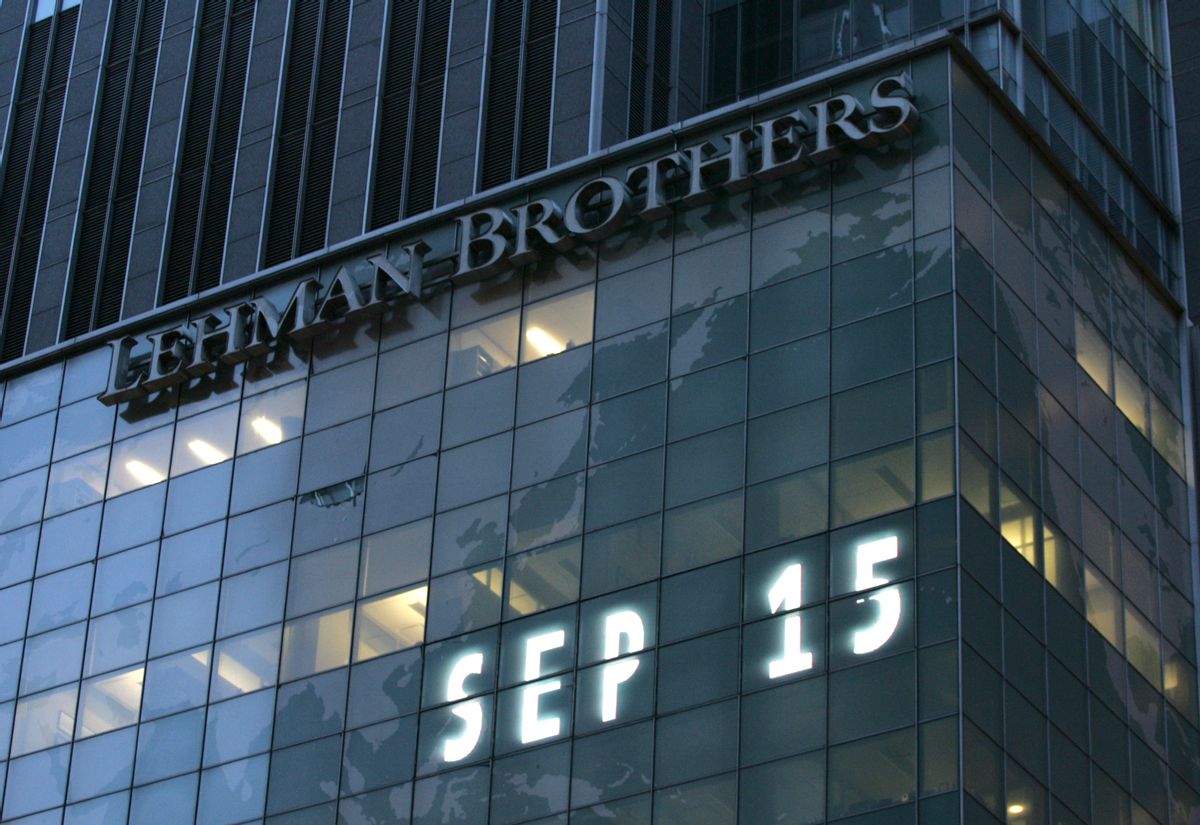 Lehman Brothers world headquarters is shown Monday, Sept. 15, 2008 in New York. Lehman Brothers, burdened by $60 billion in soured real-estate holdings, filed a Chapter 11 bankruptcy petition in U.S. Bankruptcy Court after attempts to rescue the 158-year-old firm failed. (AP Photo/Mark Lennihan) (Mark Lennihan)