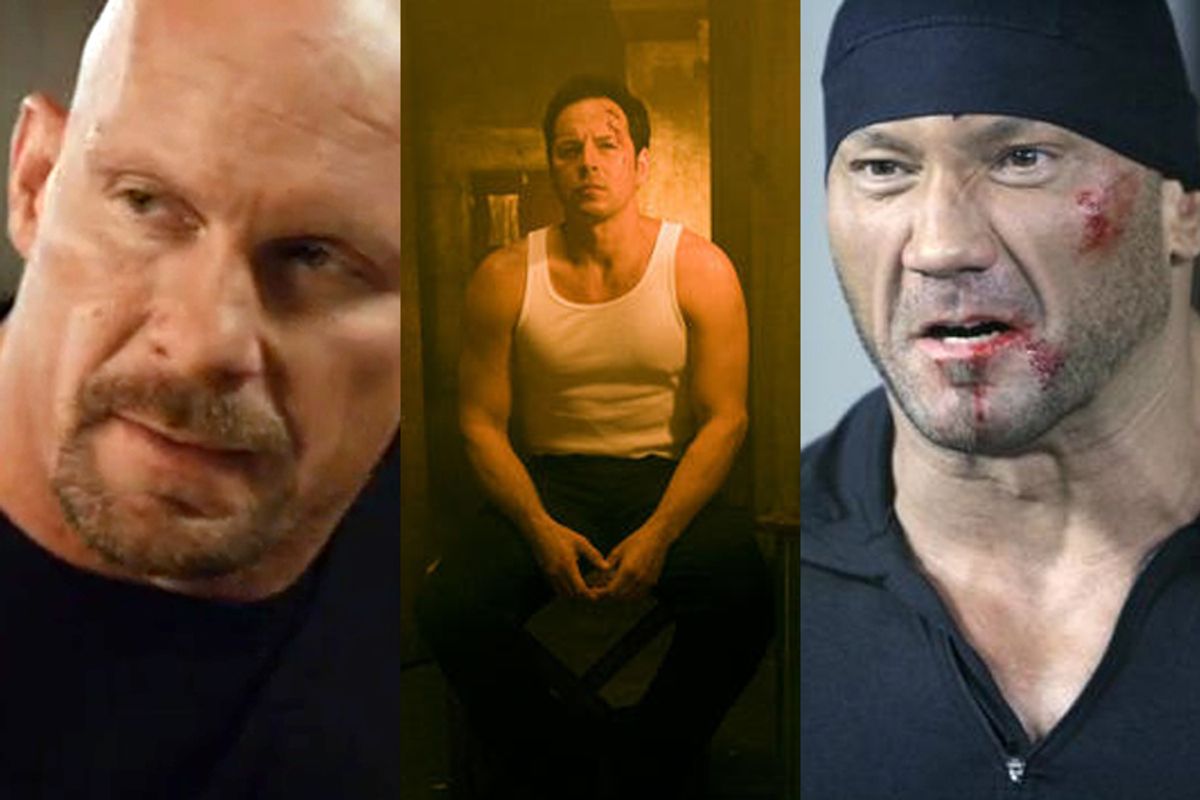 Steve Austin in "Damage," Hector Echavarria in "Unrivaled" and Dave Batista in "Wrong Side of Town."