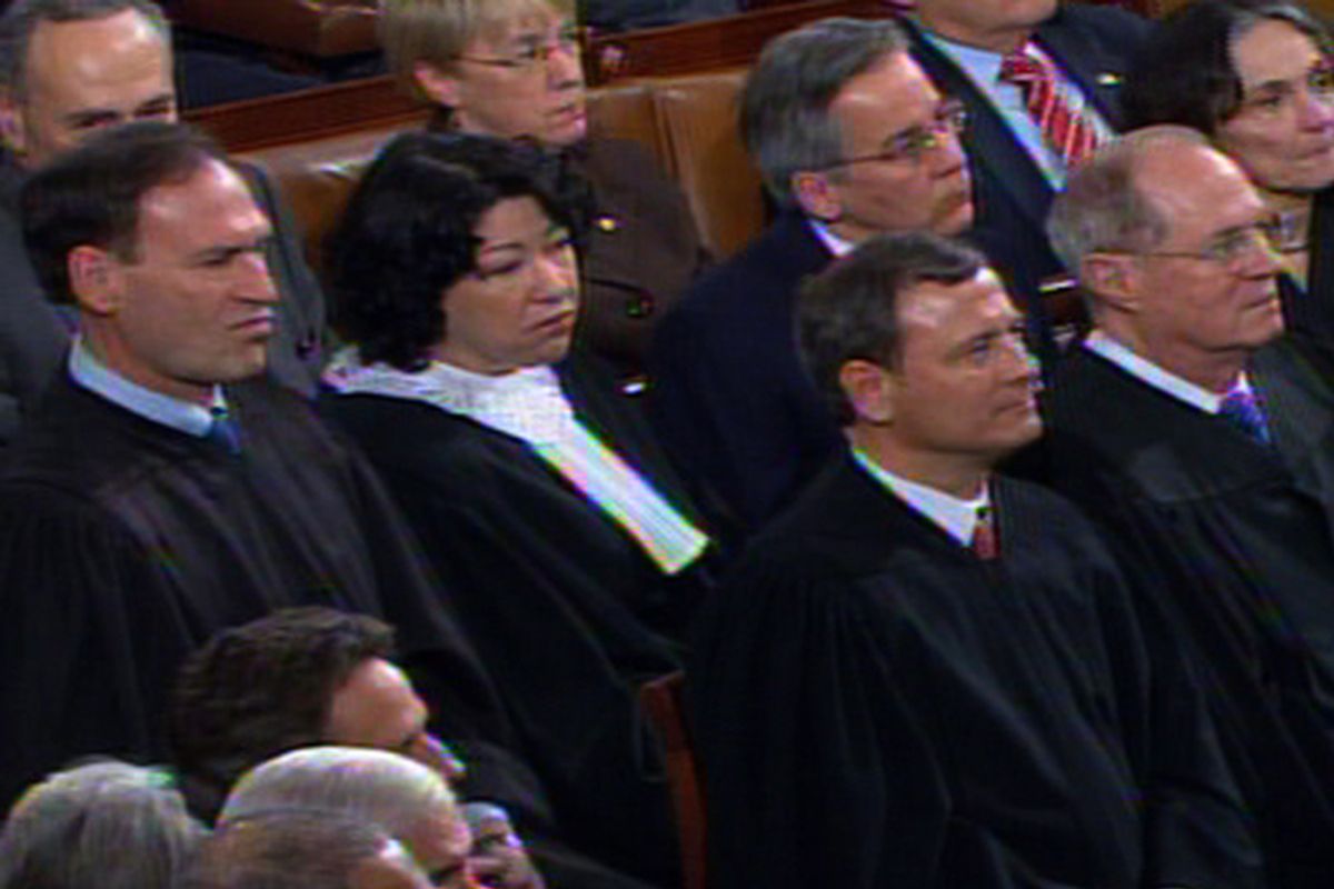 Supreme Court Justices at President Obama's State of the Union Address on  Jan. 27.        