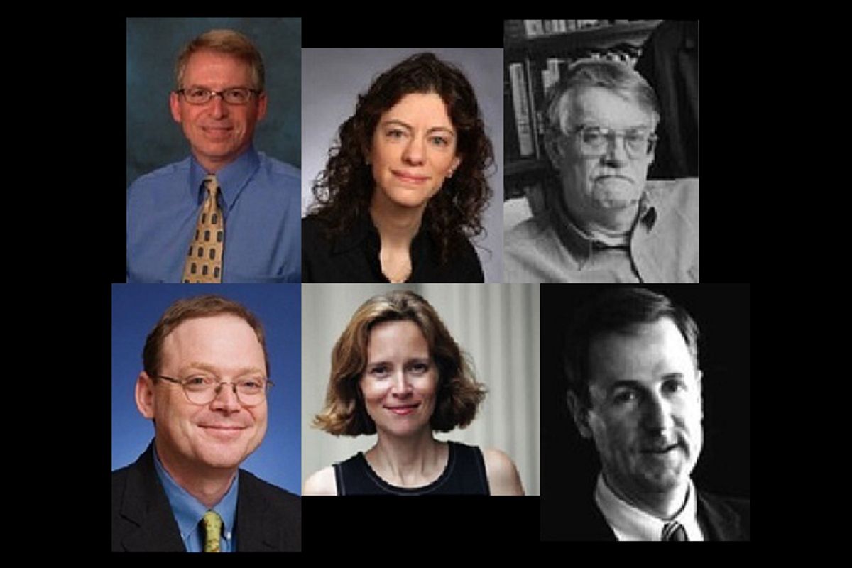 Clockwise from top left: Samuel R. Staley, Nicole Gelinas, Stephan Thernstrom, Amity Shlaes, Roger Clegg, Kevin Hassett