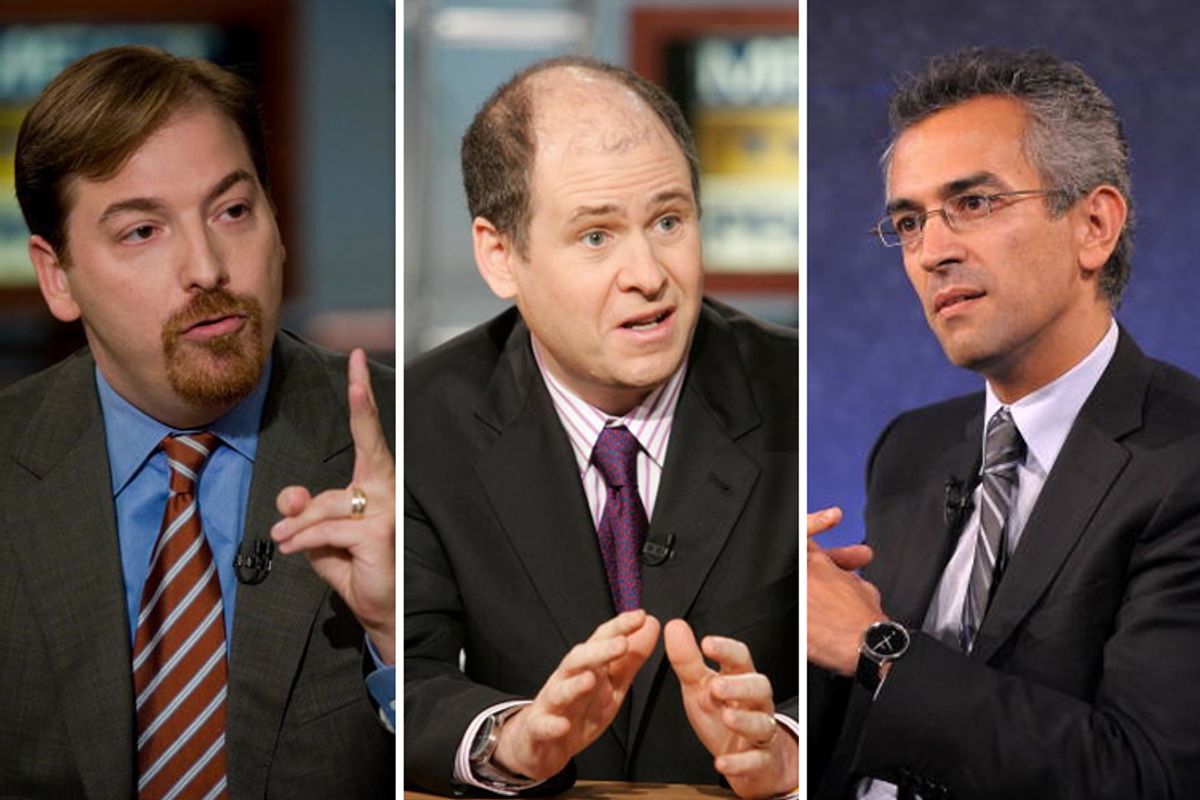 From left: Chuck Todd, Jonathan Alter and Richard Wolffe