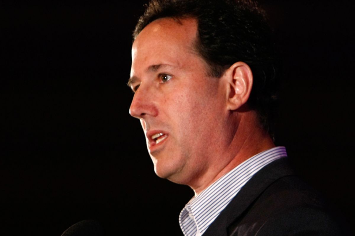 Former Sen. Rick Santorum, R-Pa., speaks at the Southern Republican Leadership Conference in New Orleans on Saturday, April 10.      