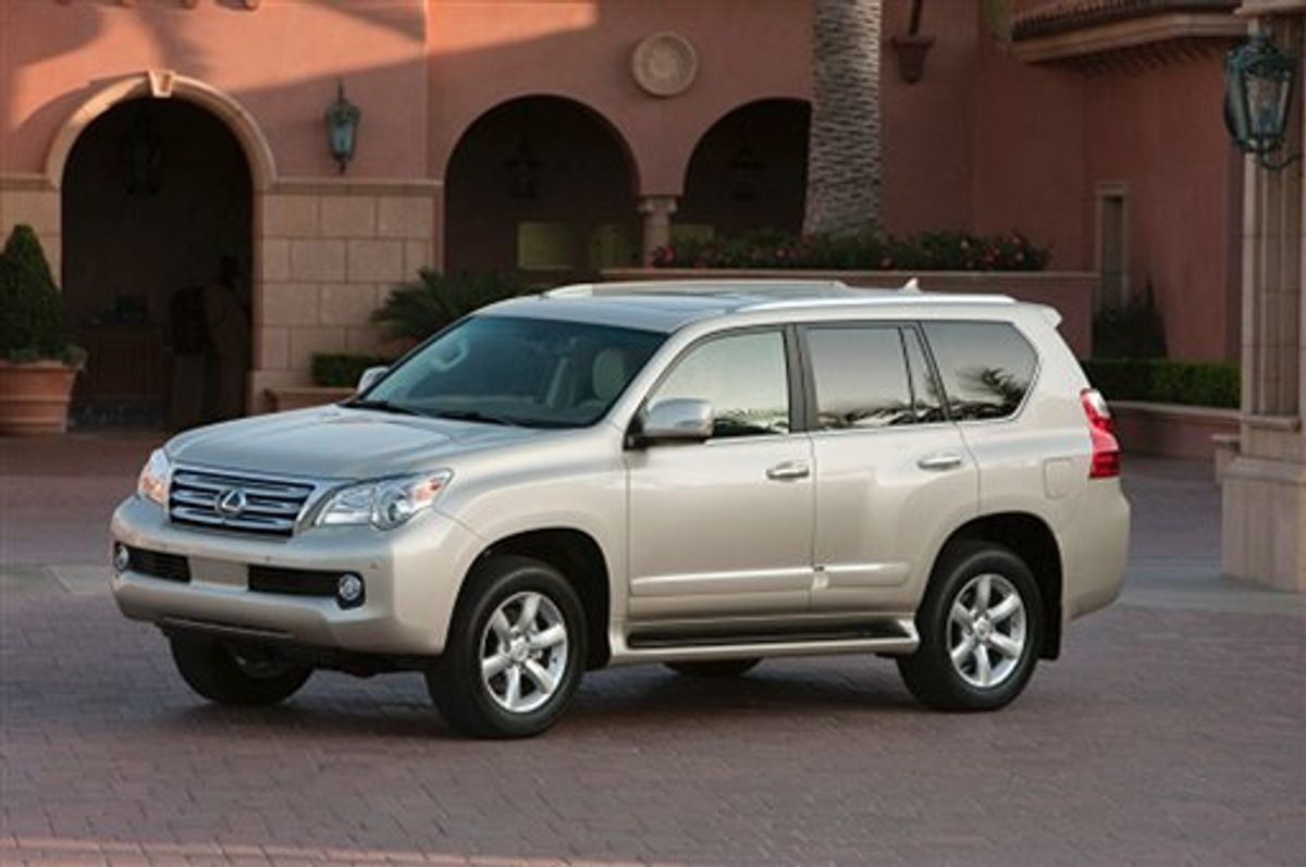 In this undated product image from Toyota Motors Corp., the 2010 Lexus GX460 is shown. Consumer Reports said Tuesday, April 13, 2010, it has given the Lexus GX460 a rare "Don't Buy" warning, saying a problem that occurred during routine handling tests could lead the SUV to roll over in real-world driving.(AP Photo/Toyota Motors Corp.) ** NO SALES **  (AP)