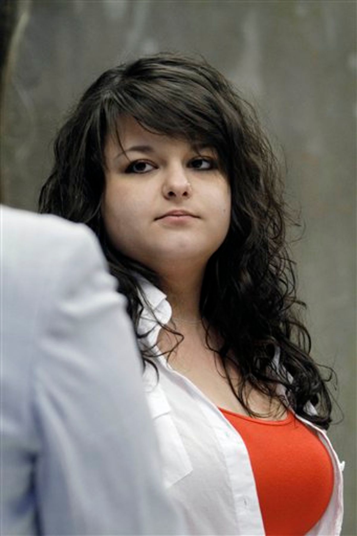Constance McMillen, an 18-year-old senior at Itawamba County Agricultural High School, speaks to one of her legal team in the federal courthouse in Aberdeen, Miss., Monday, March 22, 2010, for a hearing regarding the ACLU's preliminary injunction to force the prom at her high school. McMillen was told by school authorities that she could not wear a tux or bring a same sex date to the prom on April 2. (AP Photo/Rogelio V. Solis) (AP)