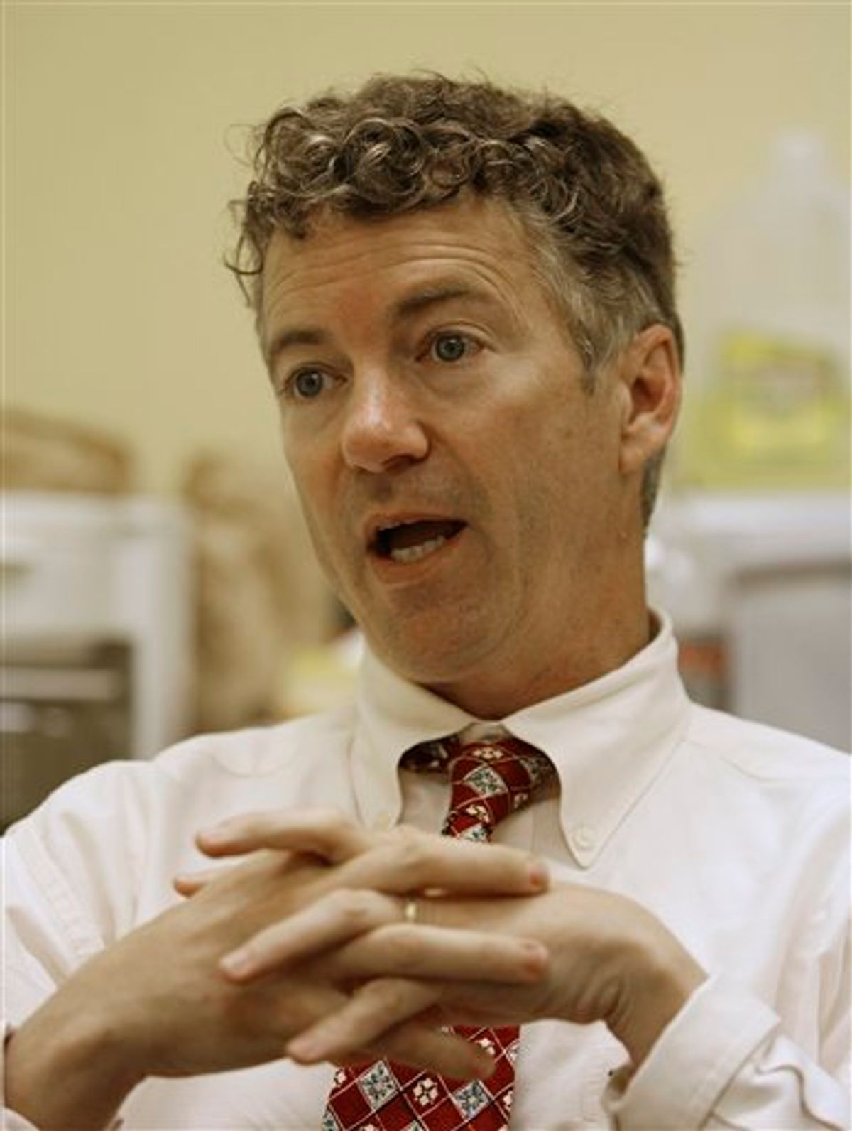 Republican U.S. Senate candidate Rand Paul is shown during an interview at his campaign headquarters after winning his party's primary election in Bowling Green, Ky., Wednesday, May 19, 2010.  (AP Photo/Ed Reinke) (AP)