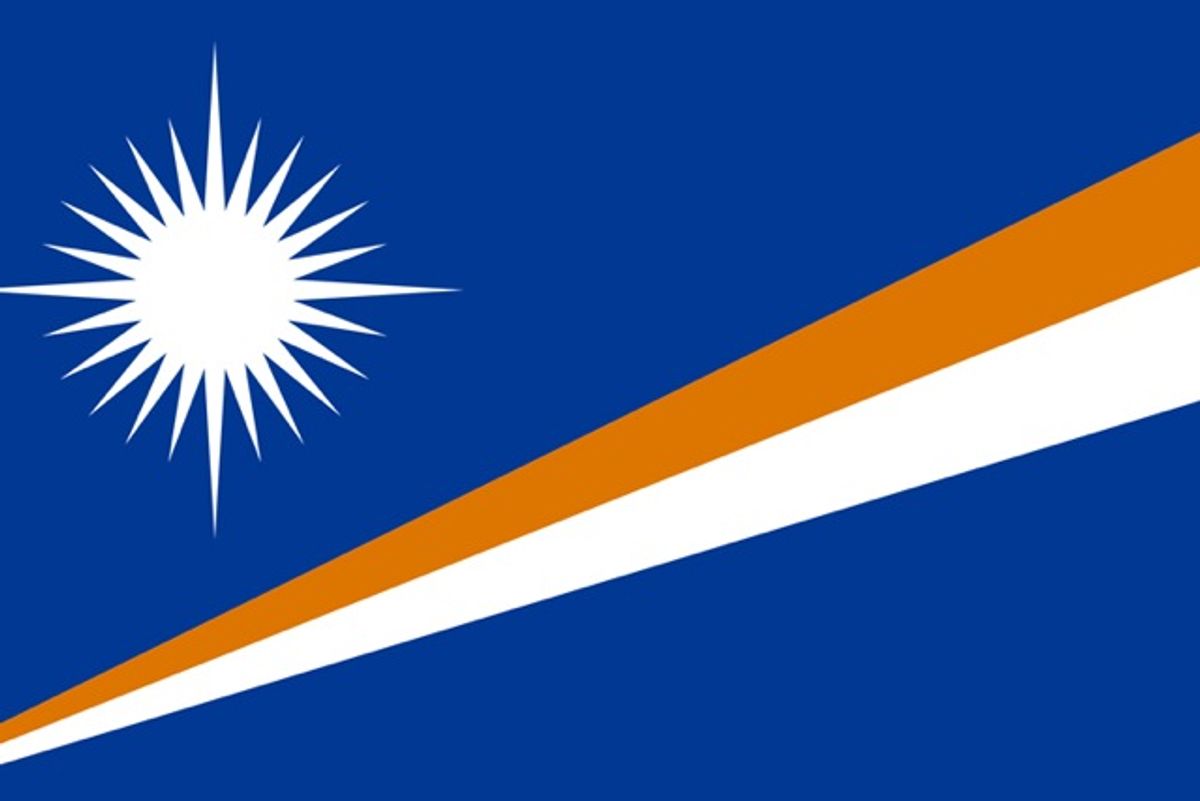 The flag of the Republic of the Marshall Islands.     