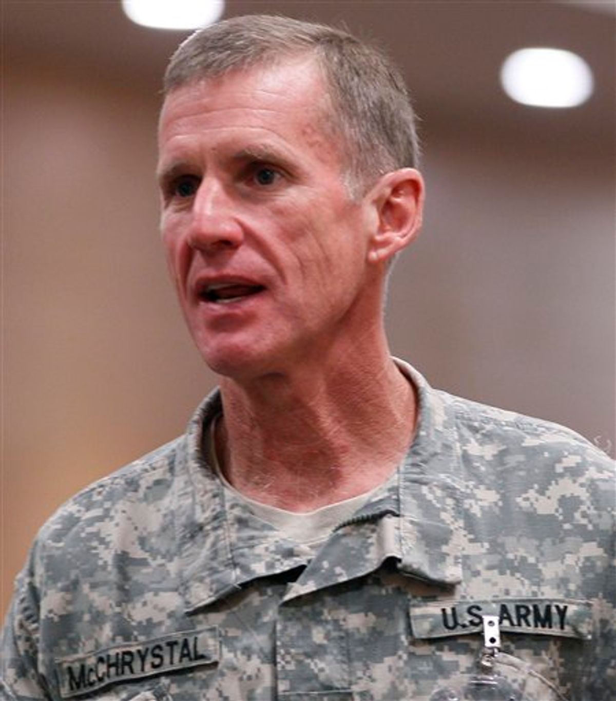 U.S. Gen. Stanley McChrystal, the commander of the NATO and U.S. forces in Afghanistan, pauses in the hall before attending a meeting with U.S. Defense Secretary Robert M. Gates, not pictured,  at NATO headquarter in Brussels, Thursday, June 10, 2010. (AP Photo/Carolyn Kaster, Pool)  (AP)