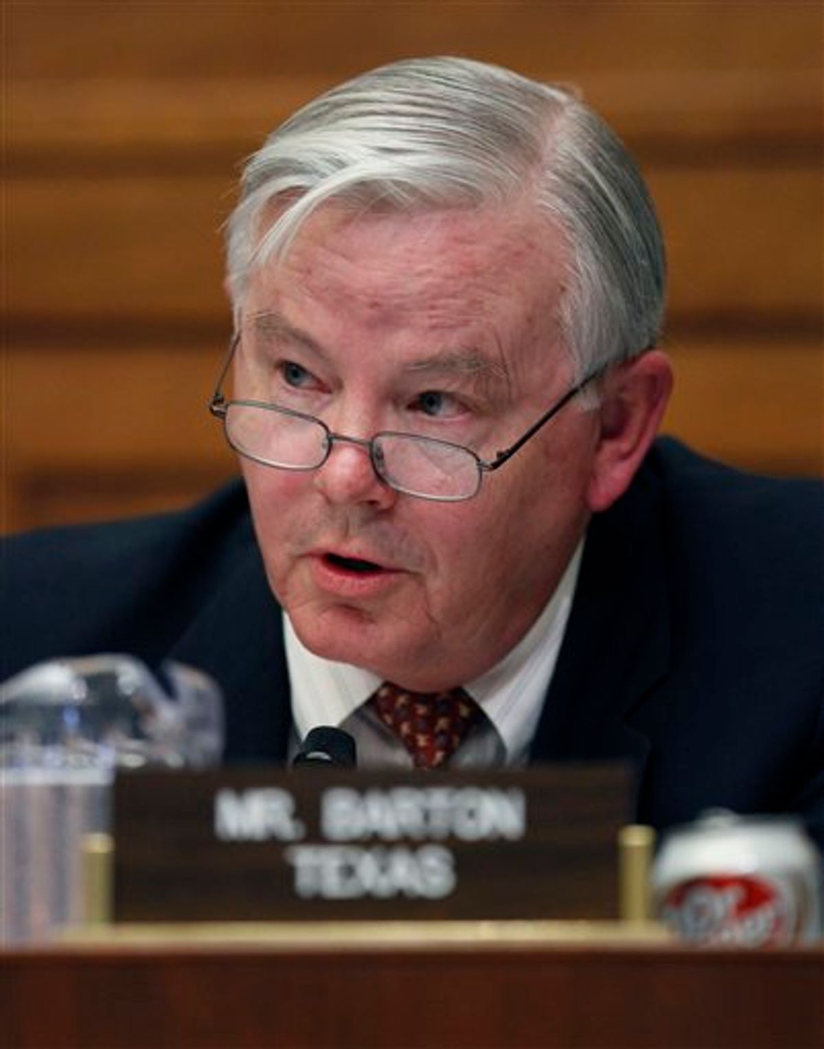 Rep. Joe Barton, R-Texas questions BP CEO Tony Hayward, on Capitol Hill in Washington, Thursday, June 17, 2010,  during the House Oversight and Investigations subcommittee hearing on "the role of BP in the Deepwater Horizon Explosion and oil spill. (AP Photo/Alex Brandon)  (AP)