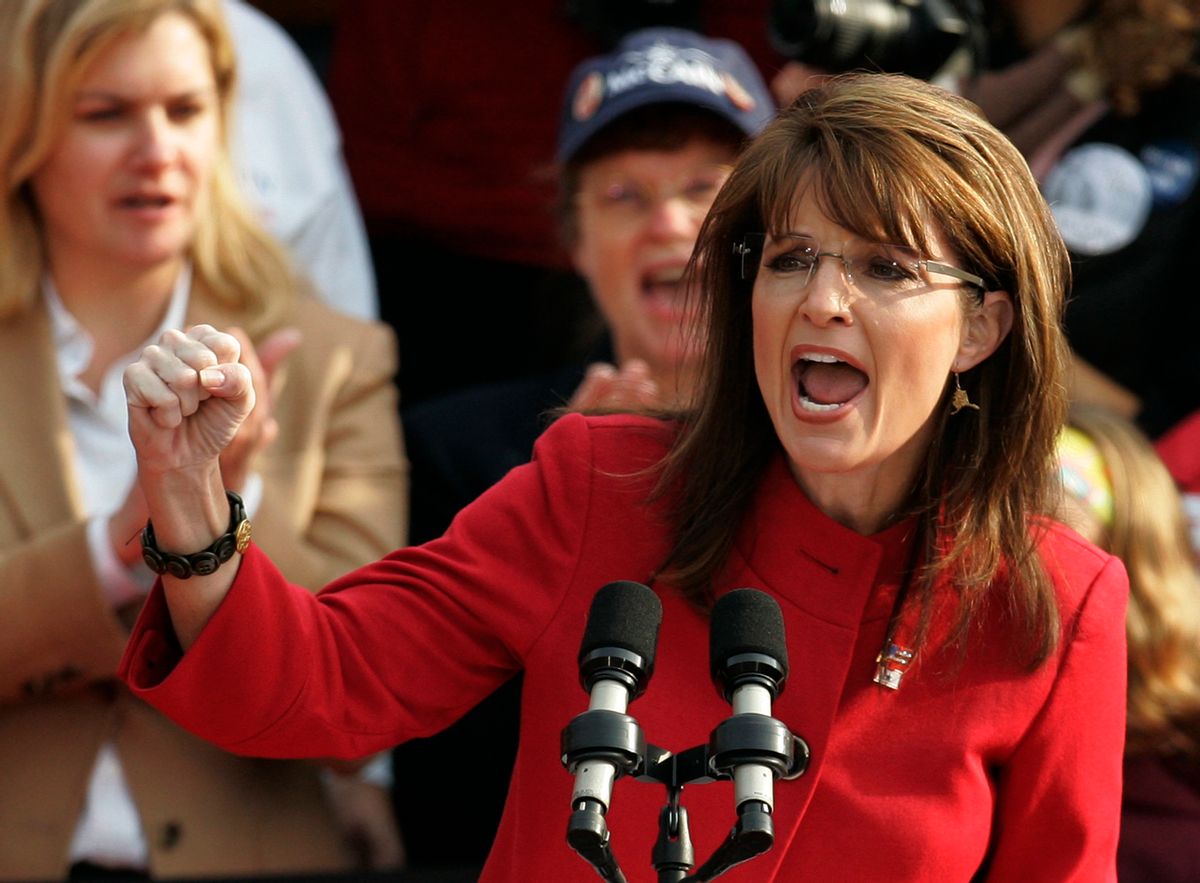 Sarah Palin speaks at a rally in Lakewood, Ohio, Nov. 3, 2008.