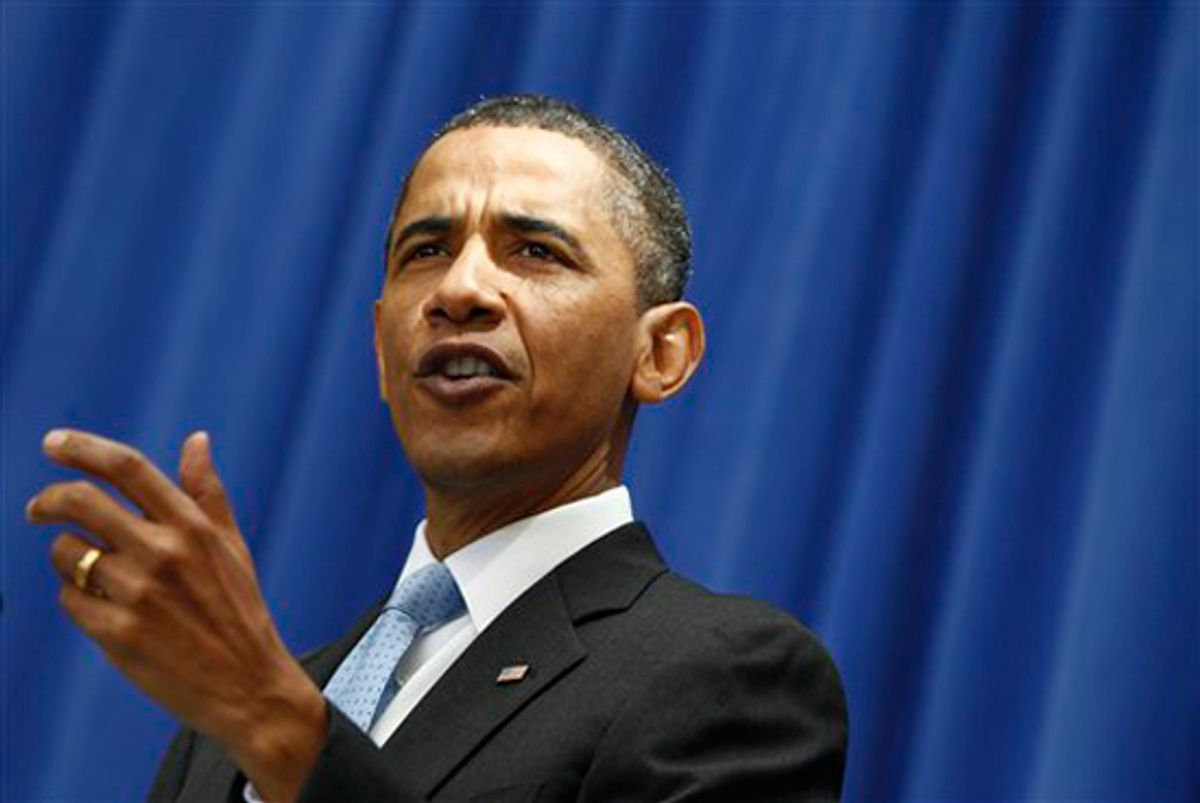 President Barack Obama speaks about immigration reform, Thursday, July 1, 2010, at American University in Washington. (AP Photo/Charles Dharapak) (Charles Dharapak)