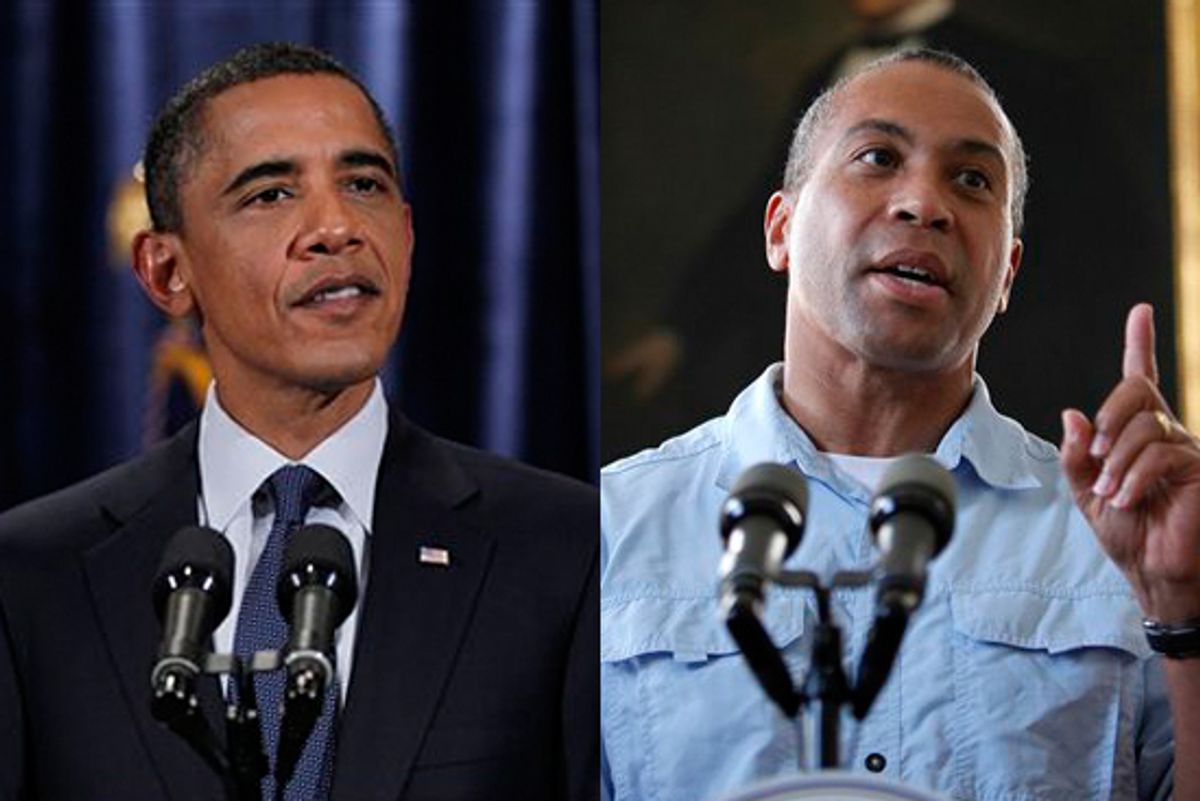 President Barack Obama and Massachusetts Gov. Deval Patrick  