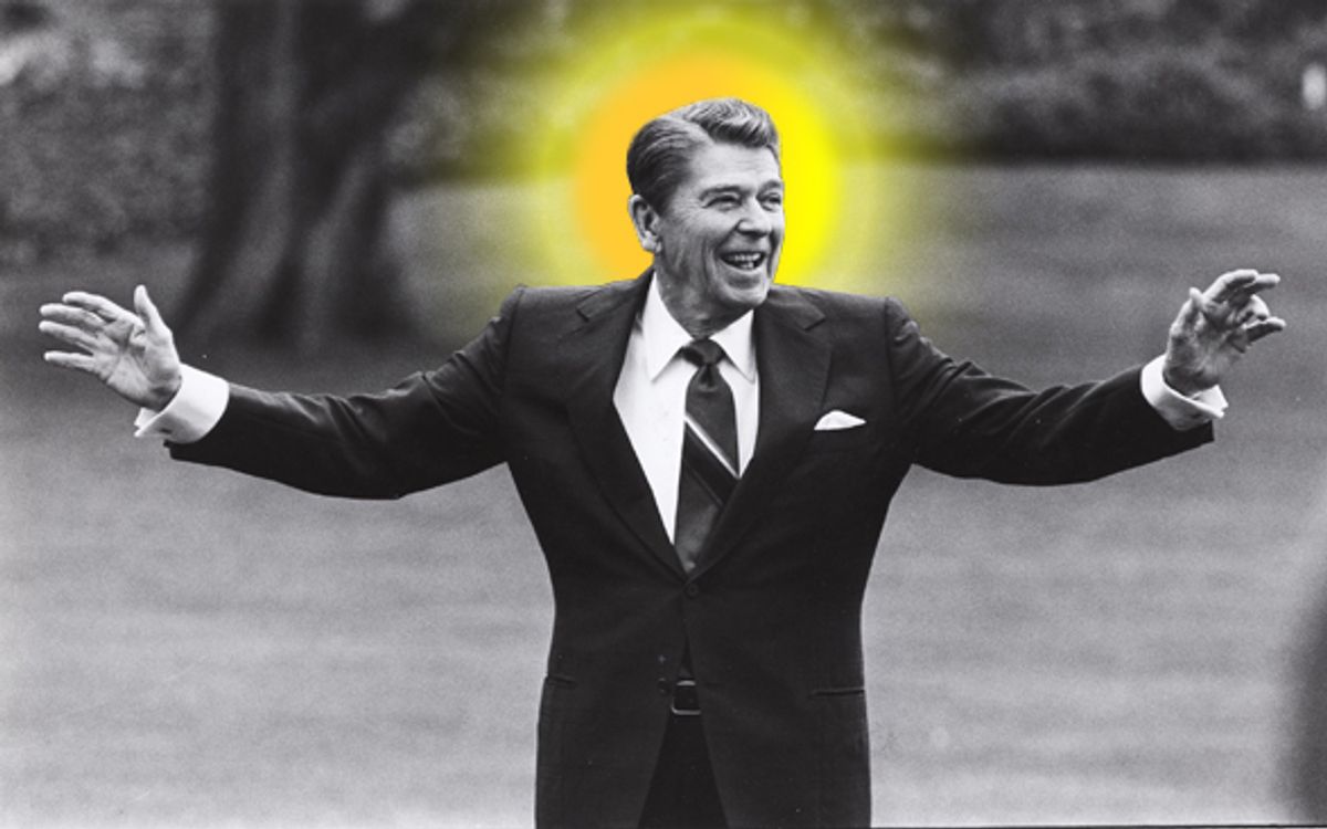 Former U.S. President Ronald Reagan, who forged a conservative revolution that transformed American politics, died on June 5, 2004 after a decade-long battle with Alzheimer's disease, U.S. media reported. Reagan is pictured waving to well-wishers on the south lawn of the White House on April 25, 1986, before departing for a summit in Tokyo. REUTERS/Joe Marquette/FILE  SV (Â© Reuters Photographer / Reuters)