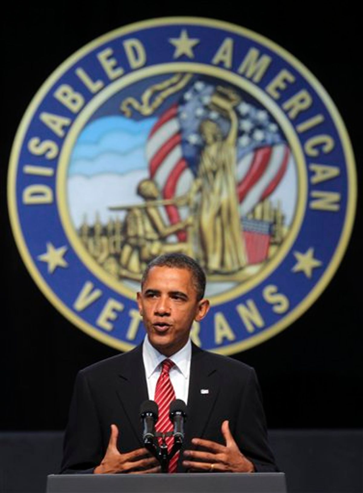 President Barack Obama speaks to the Disable American Veterans,  Monday, Aug. 2, 2010 in Atlanta. (AP Photo/John Bazemore) (AP)