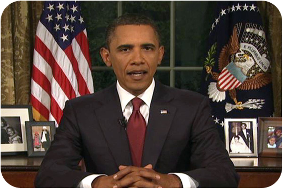 In this image from video, President Barack Obama speaks from the Oval Office at the White House on Tuesday, Aug. 31, 2010, about the end of the U.S. combat role in Iraq.