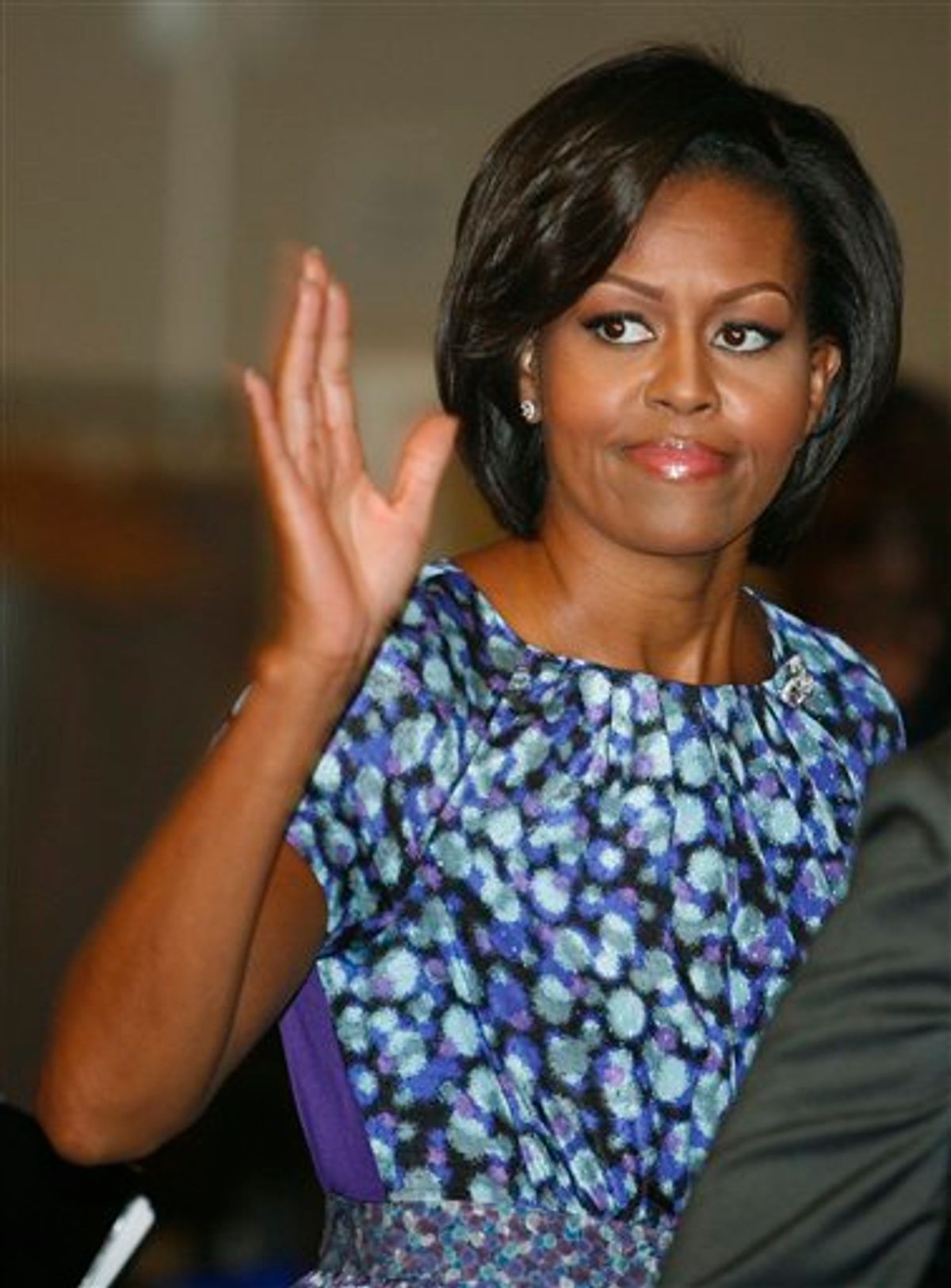 Michelle Obama, first lady of the United States, arrives at the 65th session of the United Nations General Assembly at United Nations headquarters on Thursday, Sept. 23, 2010. (AP Photo/David Karp) (AP)