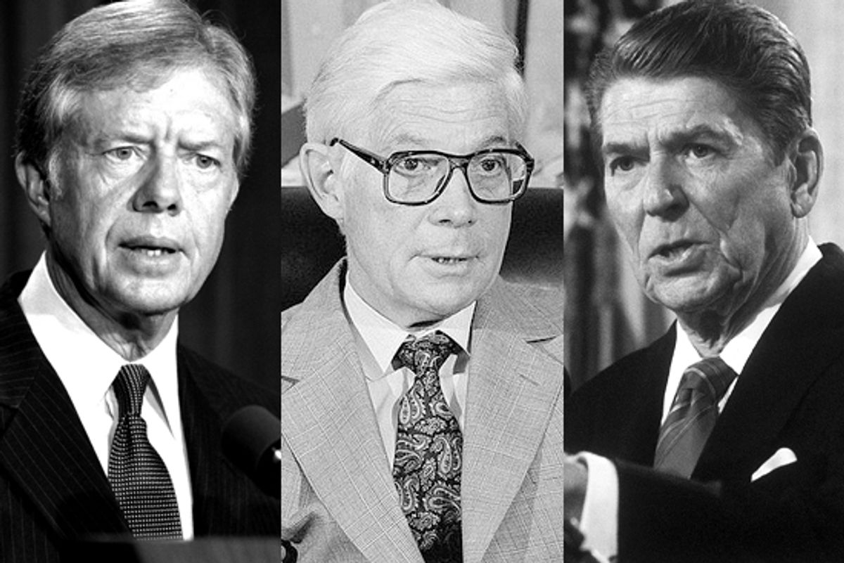 Former president Jimmy Carter, John Anderson and former president Ronald Reagan   