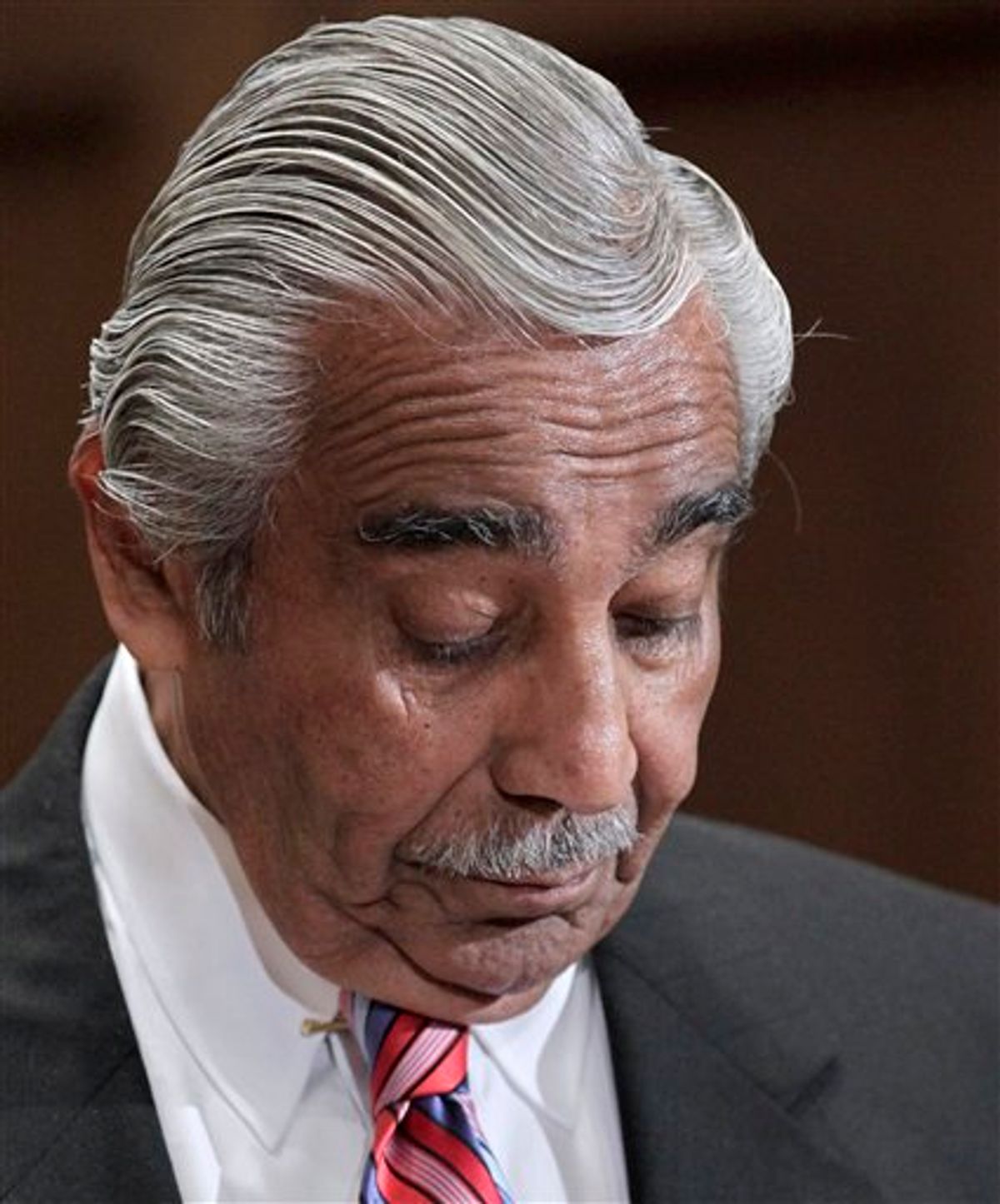 Rep. Charlie Rangel, D-N.Y., appears  on Capitol Hill in Washington, Monday, Nov. 15, 2010, before the House Committee on Standards of Official Conduct hearing as he faces 13 charges of violating House ethics rules. (AP Photo/J. Scott Applewhite) (AP)