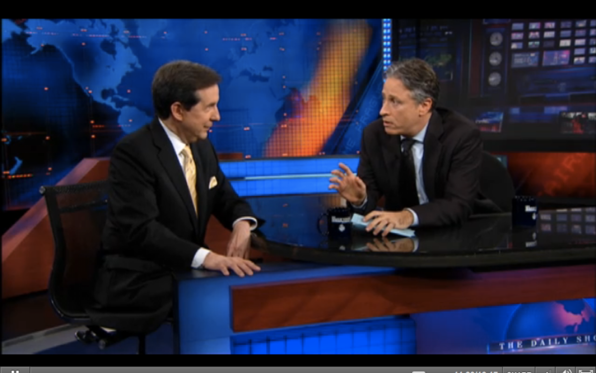 Chris Wallace and Jon Stewart talk on last night's episode of "The Daily Show"