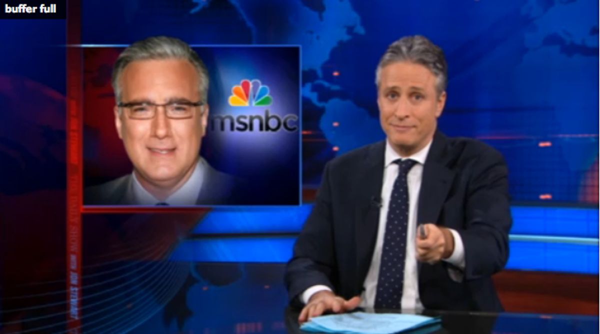 Jon Stewart discusses Olbermann's suspension on last night's episode of "The Daily Show"