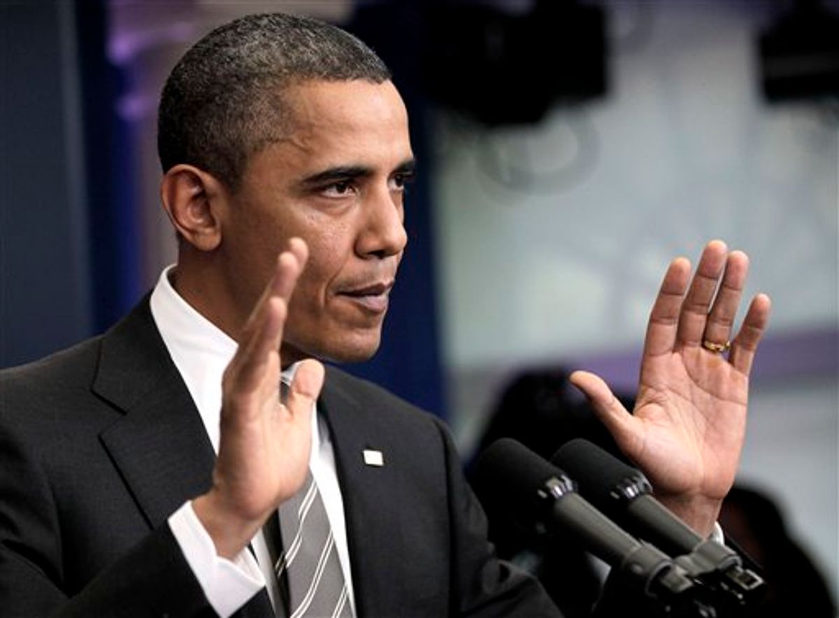 President Barack Obama gestures during his news conference at the White House in Washington, Tuesday, Dec., 7, 2010. (AP Photo/Pablo Martinez Monsivais) (AP)