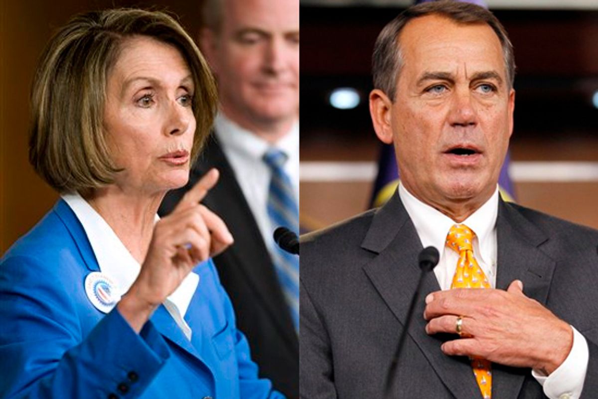 Speaker of the House Nancy Pelosi and Minority Leader John Boehner